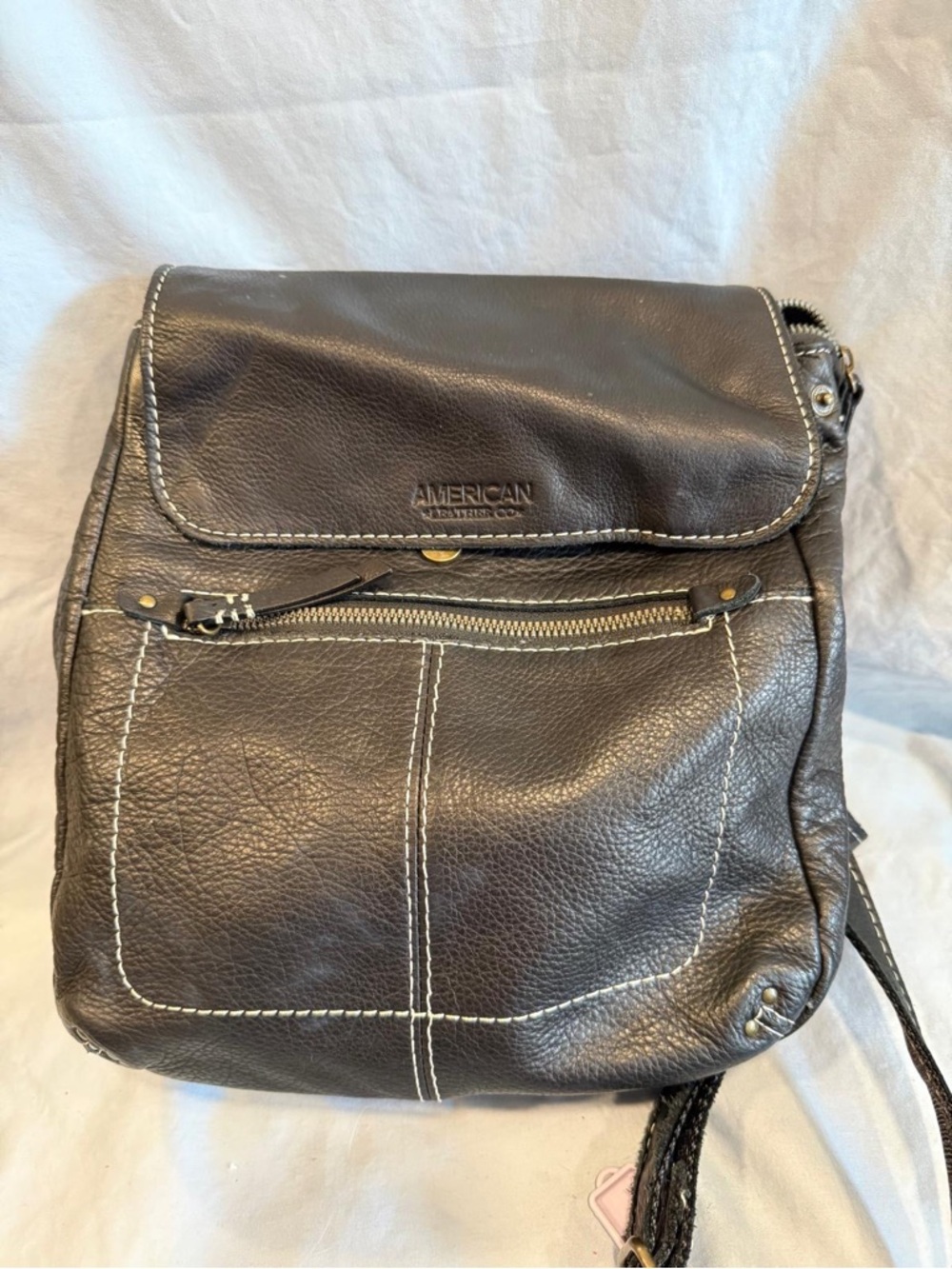 American Leather Co. Black Leather Backpack
